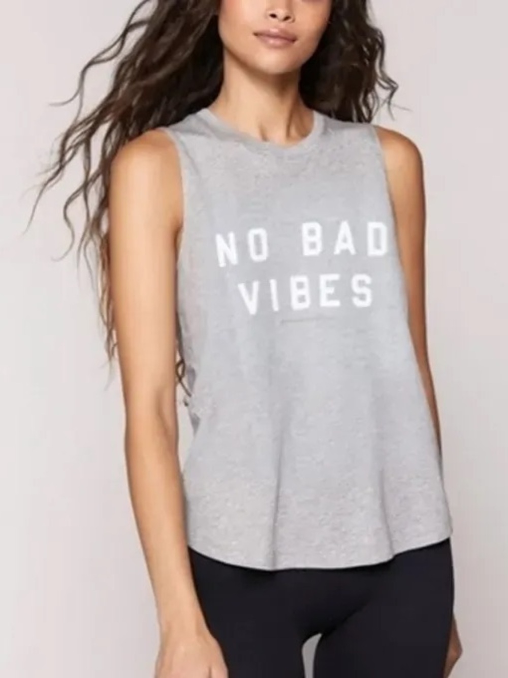 Spiritual Gangster No Bad Vibes Heather Grey Tank Top